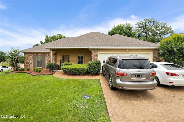 602 Oakview Way, Byram, MS 39272 - view of front facade featuring brick siding, a garage, concrete driveway, a front yard, and roof with shingles