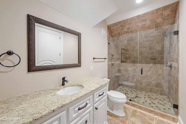 11281 Rd 468, Philadelphia, MS 39350 - bathroom with a shower with door, vanity, and toilet