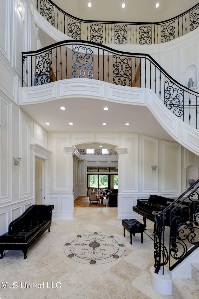 11281 Rd 468, Philadelphia, MS 39350 - foyer with ornate columns and a high ceiling