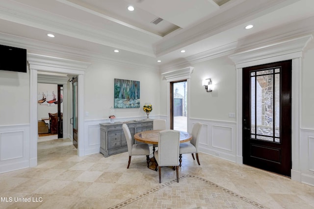 11281 Rd 468, Philadelphia, MS 39350 - dining room featuring a raised ceiling and ornamental molding