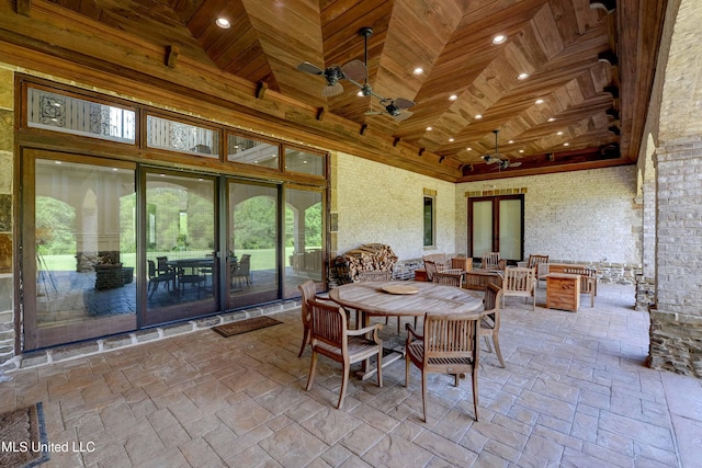 11281 Rd 468, Philadelphia, MS 39350 - sunroom / solarium featuring wood ceiling, ceiling fan, and french doors