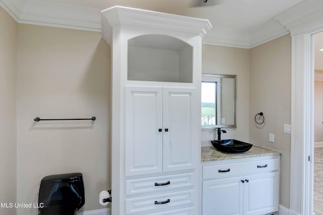11281 Rd 468, Philadelphia, MS 39350 - bathroom featuring vanity and ornamental molding