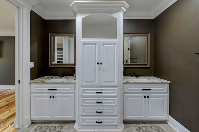 11281 Rd 468, Philadelphia, MS 39350 - bathroom featuring ornamental molding and vanity