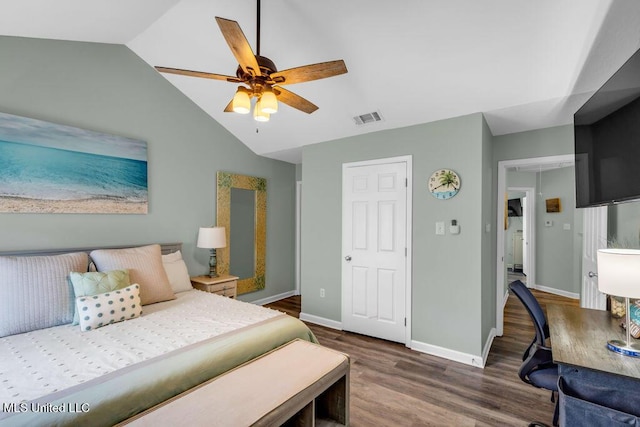 1130 Century Oaks Dr Unit B, Gulfport, MS 39507 - bedroom with wood finished floors, lofted ceiling, and a ceiling fan