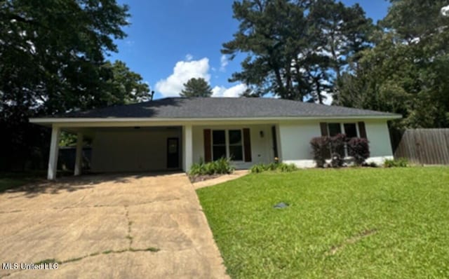 106 Woodcliff Pl, Brandon, MS 39042 - ranch-style house featuring concrete driveway, an attached carport, and stucco siding