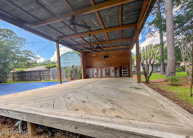 106 Woodcliff Pl, Brandon, MS 39042 - wooden deck featuring a ceiling fan and a carport