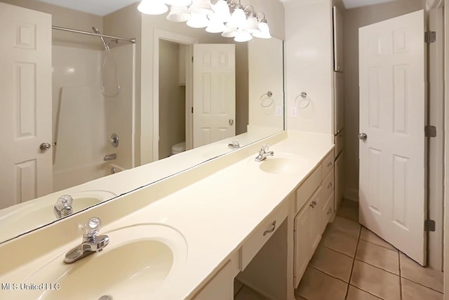 503 W Abbey Pl, Brandon, MS 39047 - full bathroom with tile patterned floors, double vanity, and shower / washtub combination