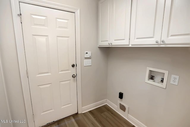 503 W Abbey Pl, Brandon, MS 39047 - laundry area with washer hookup, cabinet space, electric dryer hookup, and dark wood-type flooring