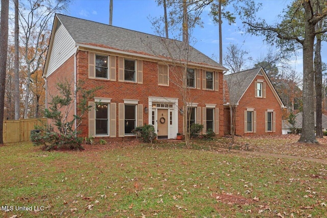 colonial house with a front lawn