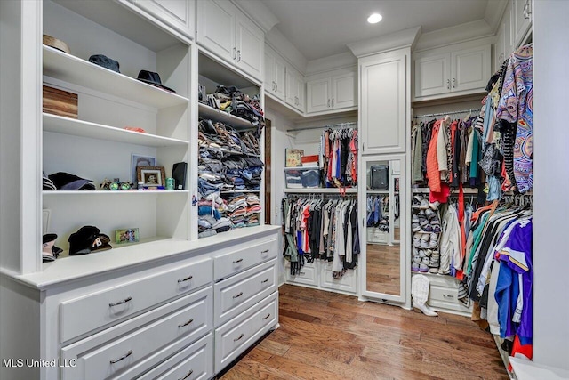 walk in closet featuring hardwood / wood-style floors