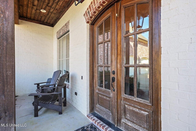 doorway to property featuring french doors