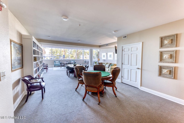 view of carpeted dining room