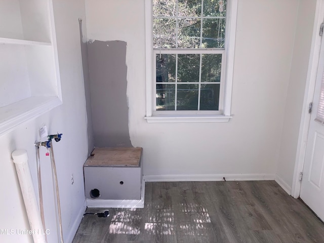 washroom with dark hardwood / wood-style floors