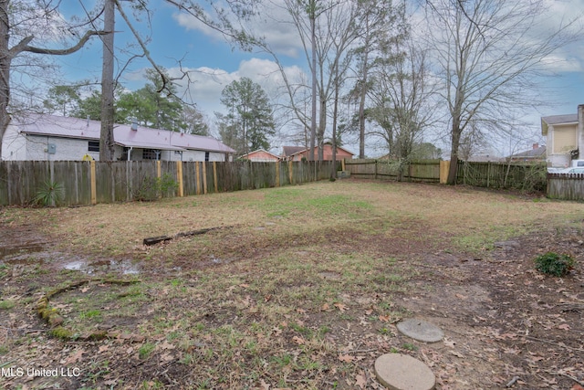 view of yard featuring a fenced backyard