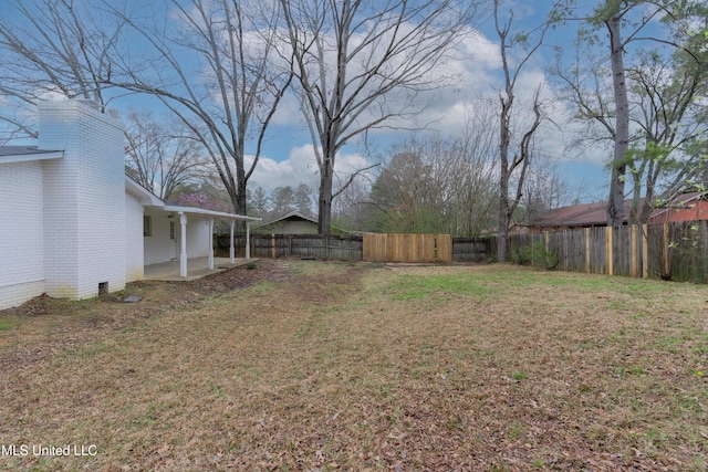 view of yard with a patio area and fence private yard