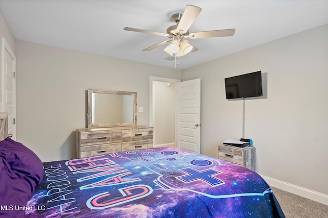 bedroom with carpet and ceiling fan