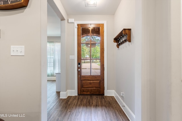 entrance foyer featuring dark hardwood / wood-style flooring