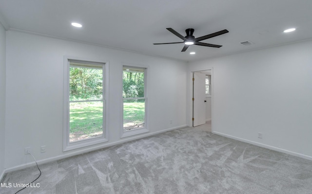 551 Holly Bush Rd, Brandon, MS 39047 - carpeted empty room with healthy amount of natural light, a ceiling fan, recessed lighting, and baseboards