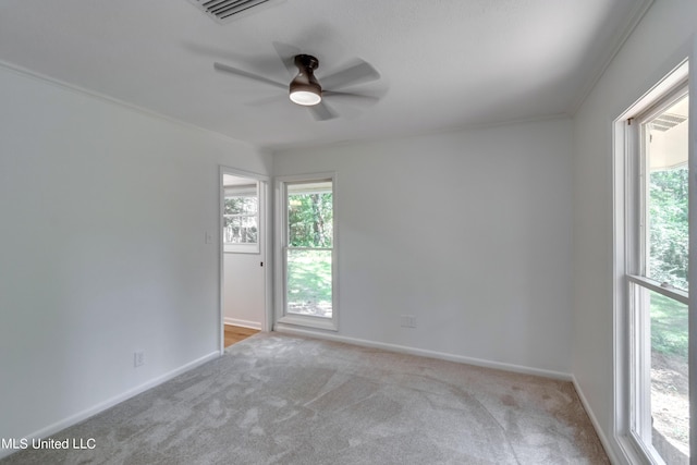 551 Holly Bush Rd, Brandon, MS 39047 - empty room featuring ceiling fan, carpet, ornamental molding, and baseboards