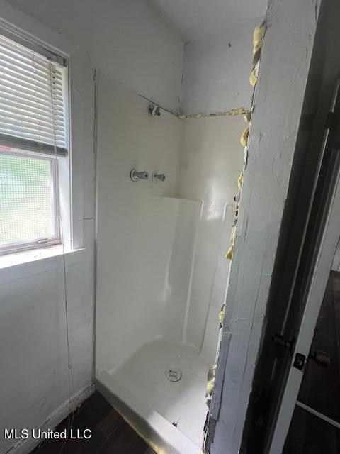 full bath with a shower stall