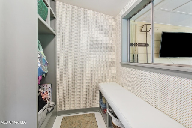 mudroom with tile patterned flooring