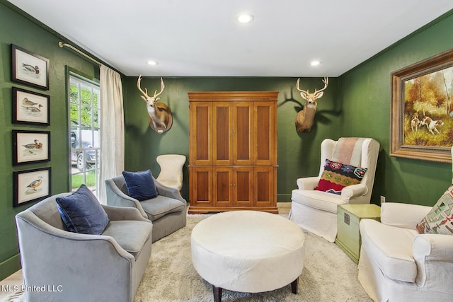 living area with recessed lighting