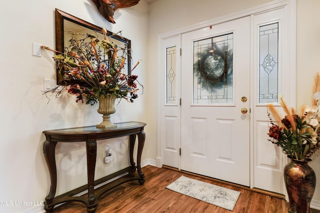 entryway with hardwood / wood-style floors