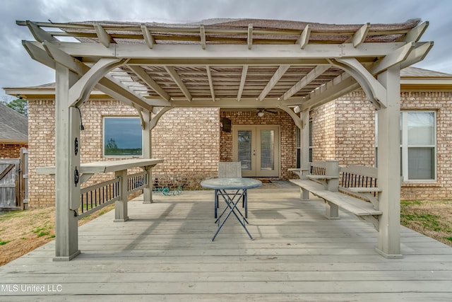 deck featuring french doors