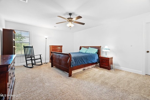 bedroom featuring carpet flooring, baseboards, and visible vents