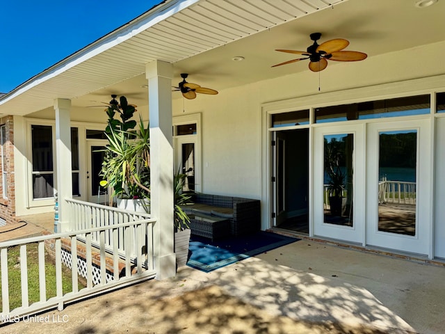 view of patio with ceiling fan