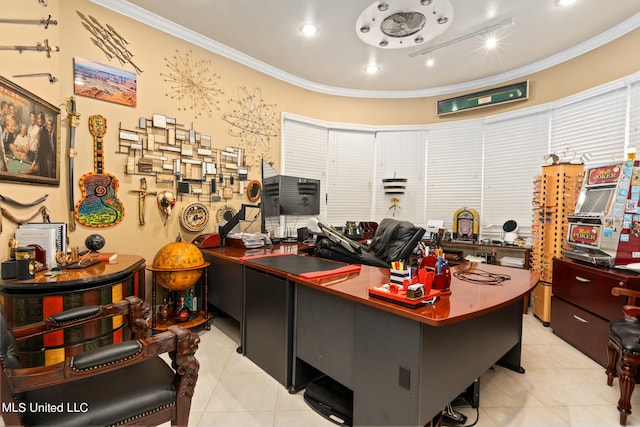 19592 Champion Cir, Gulfport, MS 39503 - office area with ornamental molding and light tile patterned floors