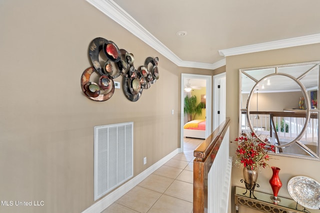 19592 Champion Cir, Gulfport, MS 39503 - hallway with light tile patterned floors, crown molding, and baseboards