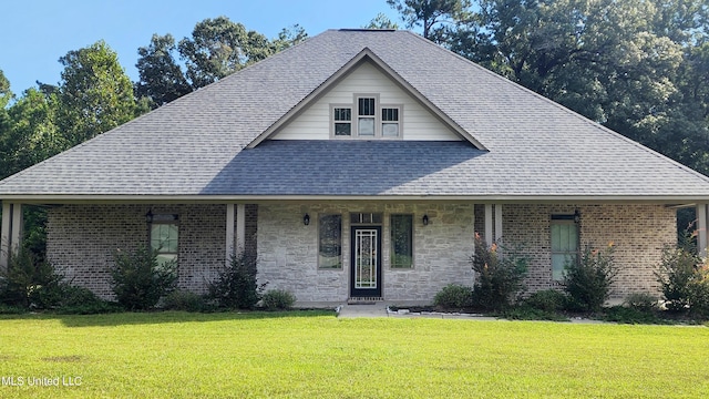 view of front of home with a front yard