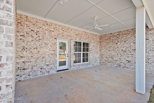 view of patio featuring a ceiling fan