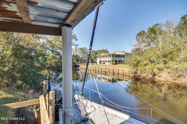 view of dock featuring a water view