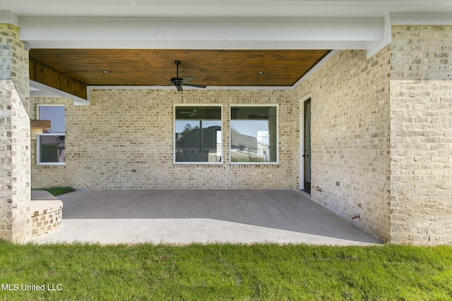 view of patio / terrace featuring ceiling fan