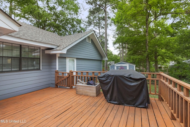 deck with a grill