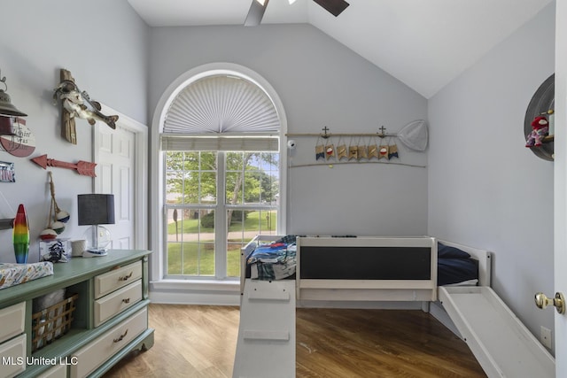 408 Abbey Woods, Brandon, MS 39047 - office area with a ceiling fan, plenty of natural light, lofted ceiling, and light wood finished floors