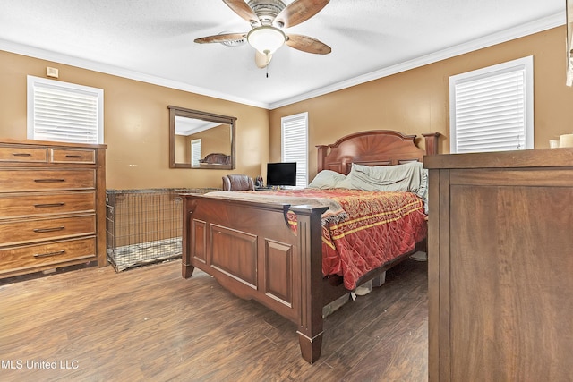 231 Hickory Ln, Batesville, MS 38606 - bedroom featuring wood finished floors, ornamental molding, and a ceiling fan