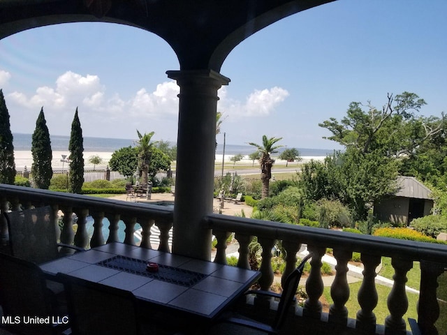 balcony with a water view