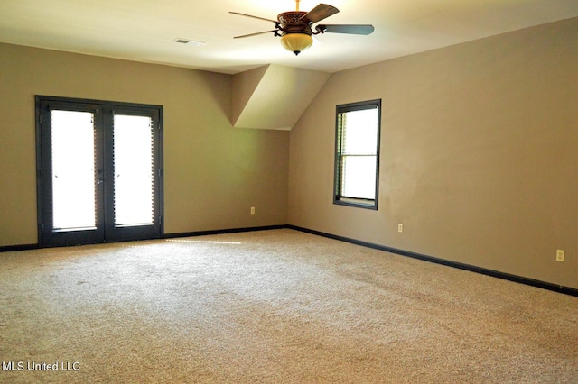 1088 S Red Banks Rd, Byhalia, MS 38611 - carpeted spare room featuring baseboards, ceiling fan, and french doors