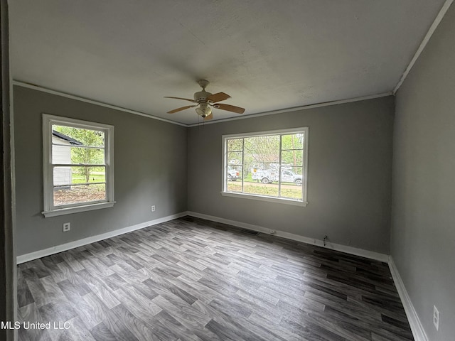 4189 Del Rosa Dr, Jackson, MS 39206 - spare room with ornamental molding, wood finished floors, and a ceiling fan