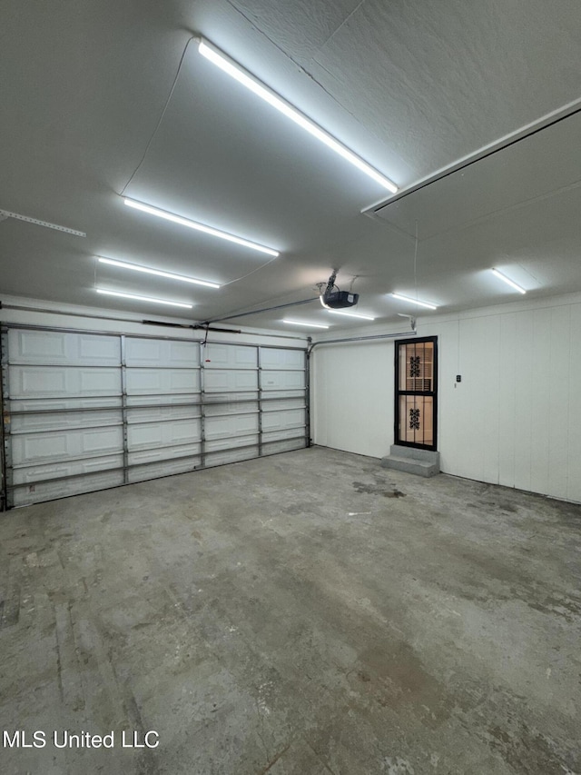 garage with a garage door opener