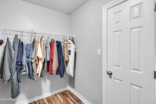 walk in closet featuring wood finished floors