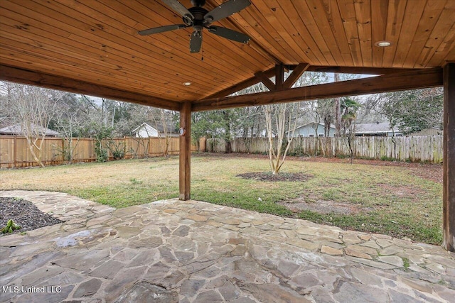 view of patio / terrace featuring ceiling fan