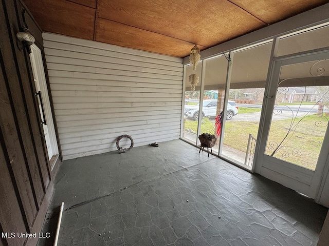 view of unfurnished sunroom