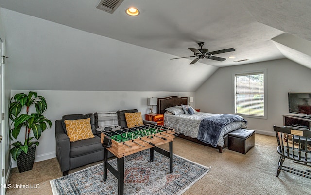 865 Wellington Way, Madison, MS 39110 - bedroom with carpet, lofted ceiling, baseboards, and ceiling fan