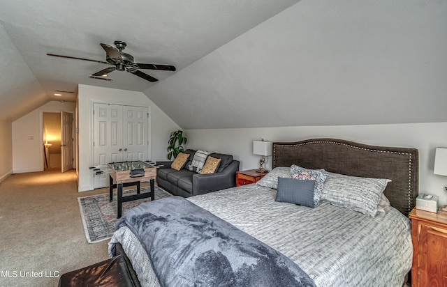 865 Wellington Way, Madison, MS 39110 - carpeted bedroom featuring vaulted ceiling, a ceiling fan, and a closet