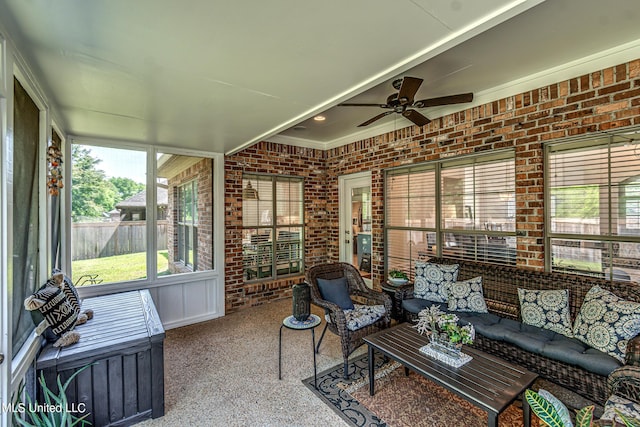 865 Wellington Way, Madison, MS 39110 - sunroom / solarium featuring a ceiling fan and an outdoor hangout area