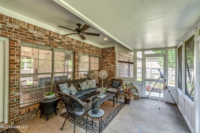 865 Wellington Way, Madison, MS 39110 - sunroom / solarium featuring a ceiling fan and an outdoor hangout area